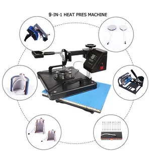 9 In 1 T-Shirt Druckmaschine für Becher Platte Hut T-Shirt Stift Telefon Fall Puzzles Heiß press maschinen