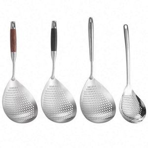 Cuillère écumoire ronde en acier inoxydable 304 pour nouilles, boulettes et friture - Product Image 1