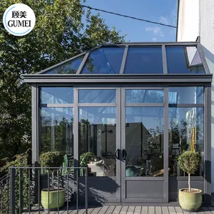 Installieren Sie einfach Außenraum Aluminium Sun house Wintergärten 4 Patio Gehäuse Sun Prefab Glass House