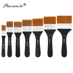 Panwenbo – Lot de pinceaux plats en nylon à manche en <span class=keywords><strong>bois</strong></span>, tailles assorties, pour <span class=keywords><strong>peinture</strong></span> acrylique et à l'huile – Vente en gros - Product Image 3