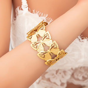 Bracelet en forme de feuille de papillon plaqué or de style européen pour femmes, bijoux de fête, bracelet tendance - Product Image 2