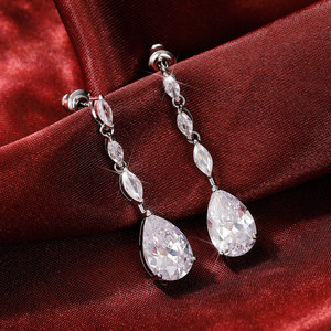 Orecchini pendenti con zirconi a goccia Marquise per donna, eleganti gioielli per feste di matrimonio - Product Image 2