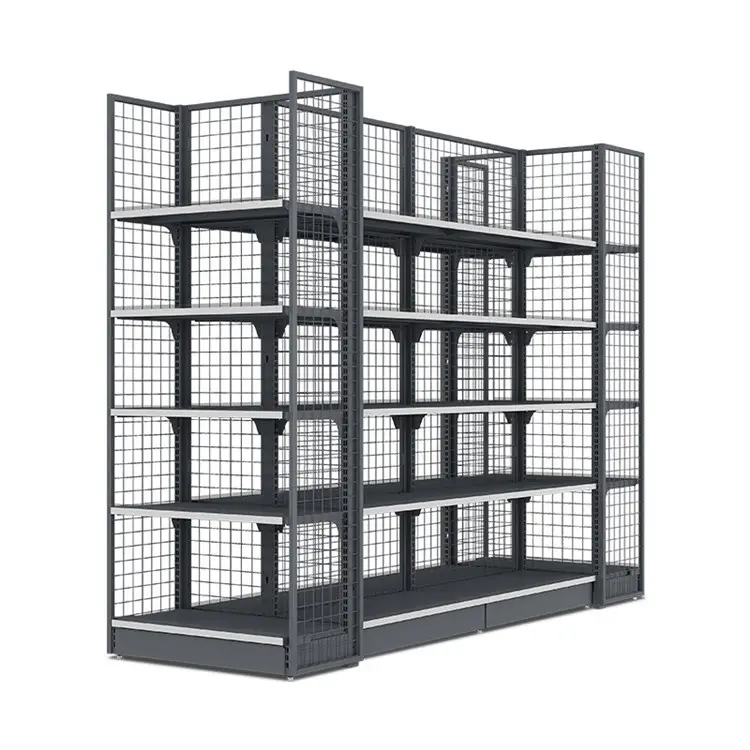 Customized Design Priced Supermarket Metal Grid Shop Grocery Store Display Rack Racks Shelving