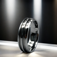 Bague classique personnalisée en carbure de tungstène pour homme, double canal de 8 mm et 2,5 mm, vierge, pour incrustation de cadeau de fiançailles, de mariage et d'anniversaire