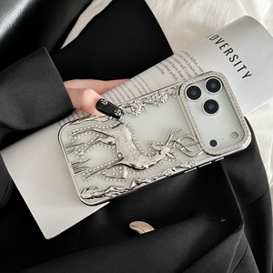 Coque de téléphone 3D en forme d'élant/platane plaqué, avec paillettes et diamants, transparente, pour iPhone Air 17 16 15 14 13 <span class=keywords><strong>12</strong></span> Pro Max, cadeau de Noël - Product Image 2