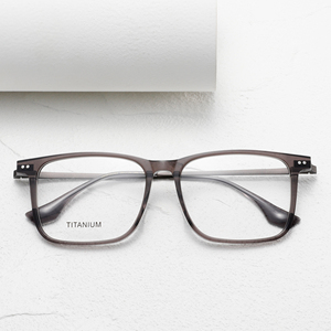 Gafas de titanio rectangulares con montura completa, color marrón sólido, anti-UV, ligeras, unisex, para adultos, monturas para corrección de la visión - Product Image 6