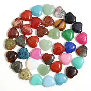 Coração natural quartzo cristal acessórios pingente, cura cristal corações pedra artesanal para fabricação de jóias