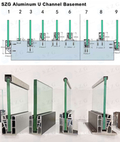 SZG Double trempé laminé sans cadre garde-corps en verre aluminium U canaux pour extérieur garde-corps en verre profil balcon balustrade