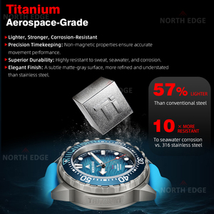 NORTH <b>EDGE</b> TRITON Solar Powered Dive Watch, 300M Waterproof 316L Stainless Steel Diving Watch Luminous <b>Rubber</b> Strap Men Sports D - Product Image 5