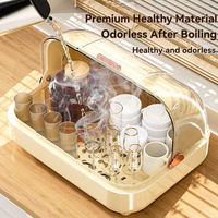 Organisateur de tasses classique en plastique PP anti-poussière avec plateau de récupération des gouttes, moulé par injection, transparent, support pour service à thé, compatible lave-vaisselle, pour vaisselle