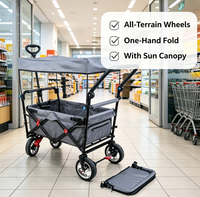 Chariot de jardin pliable avec auvent pour festivals, camping, chariot de transport, poussettes, trotteurs et chariots pour enfants