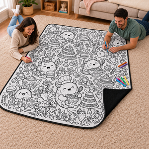 Couverture à colorier réutilisable personnalisée avec marqueurs, en flanelle lavable, motif dessin animé pour enfants et famille - Product Image 3