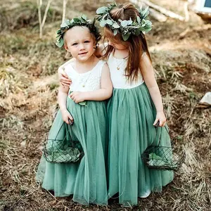 Vestidos de encaje con espalda descubierta para niñas de 1 a 14 años, vestidos largos de flores para ocasiones especiales, vestidos de boda para niños