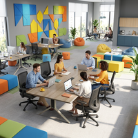 Mesa de Conferencia Moderna con Patas en Y, Escritorio para Reuniones con Tablero de MDF E1, Mesa Grande para Oficina, Muebles para Sala de Juntas, Escritorio con Conexión Eléctrica