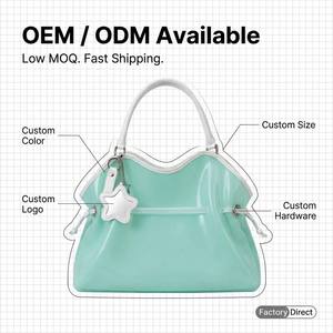 Trendy Clear PVC Jelly Beach Bag Custom Star Charm Drawstring Closure Women Shoulder Tote Shopping Bag with <strong>Purse</strong> - Product Image 1