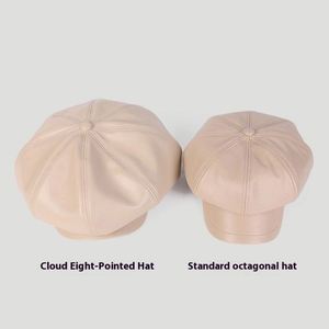 หมวกเบเร่ต์หนัง PU ผู้หญิงรุ่นใหม่ประจำปี 2025 สำหรับฤดูใบไม้ร่วงและฤดูหนาว ดีไซน์ทันสมัย 8 แผ่น ทรงนิวส์บอย - Product Image 3