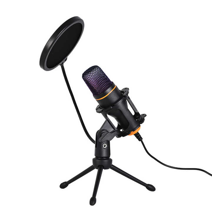 ZX666 USB Recording Microphone Kit: Desktop Vlog Mic with RGB