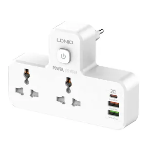 LDNIO SC2311 Extension Power Socket With Switch USB Power Strip With EU UK US Plug and LED Night Lamp 2 Outlets 3 USB QC 3.0/PD