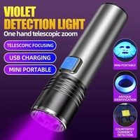 Linterna Táctica LED de Aleación de Aluminio, Carga USB, Zoom Ajustable, Más de 1000 Lúmenes, IP55 Impermeable, para Exteriores, Camping, Emergencias, 395nm UV 5000K