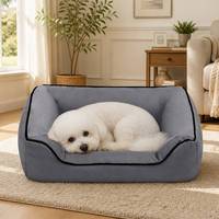 Canapé-lit pour chien rectangulaire confortable en tissu Oxford amovible et lavable toute saison, avec dossier, imperméable, durable et confortable