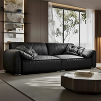 Deep Wide Comfortable Soft 3-Sitzer Sofa garnitur Möbel Italienisches Luxus Schwarz Schnitts ofa aus Leder für Büro und Zuhause