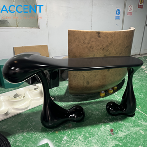 Fabricant de FRP, table console en fibre de verre sculpturale de luxe, forme organique abstraite, table longue pour entrée, pour hall d'hôtel haut de gamme - Product Image 2