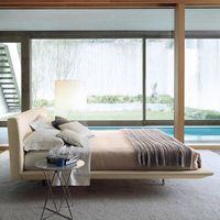 Italienisches Design Modernes Schwebendes Bett Modernes Einfaches Leder-Villa-Bett Großes Flaches Masterbett Doppelbett