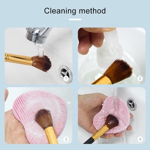 Venta al por mayor de pestañas cepillo de limpieza estera pequeña en forma de corazón de etiqueta privada de lujo de silicona cara maquillaje cepillo limpiador y secador - Product Image 6