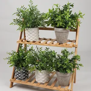 Combinação de vasos de cimento de polpa de planta verde, vasos artificiais de bonsai de planta verde de dupla camada