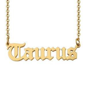 Collier ras de cou en acier inoxydable avec inscription en lettres anciennes anglaises, cadeau <span class=keywords><strong>pour</strong></span> <span class=keywords><strong>meilleur</strong></span> <span class=keywords><strong>ami</strong></span>, signe du zodiaque - Product Image 3