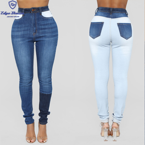Nueva llegada <span class=keywords><strong>de</strong></span> <span class=keywords><strong>talle</strong></span> <span class=keywords><strong>alto</strong></span> tono colorway combo denim skinny <span class=keywords><strong>jean</strong></span> para las mujeres - Product Image 1