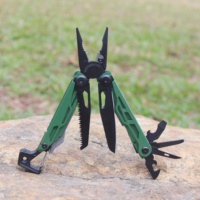 Couteau pliant multifonctionnel vert pour extérieur, pinces EDC, outil combiné de camping avec boucle de sécurité pour usage domestique et bricolage