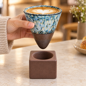 Tazza in Ceramica con Smalto Reattivo Stile Bohémien Floreale con Vassoio, Set da Caffè e Tè da 225ml, Tazza per Latte Art con Confezione Regalo - Product Image 1