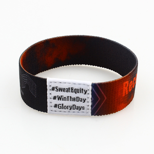 Pulseras elásticas tejidas de tela para fiesta y festival, logo personalizado, multicolor - Product Image 1