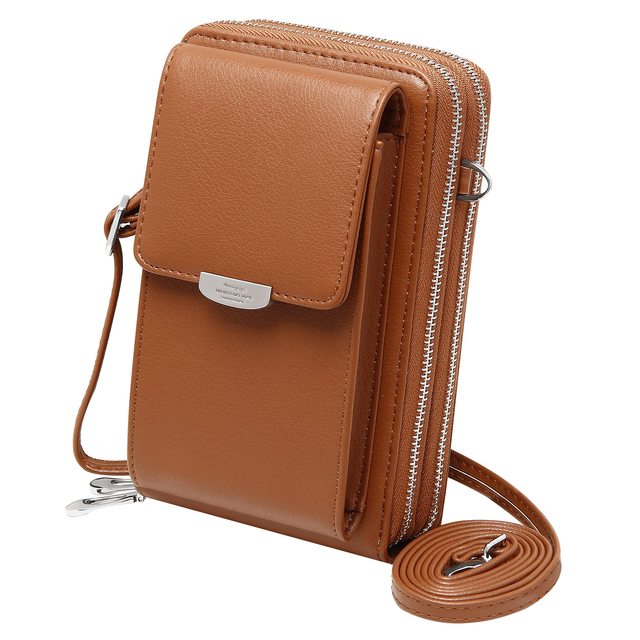 New Arrive Custom Genuine Cow Leather Wallet Purse Mini Shoulder Men Women Bag Crossbody Mobile Cell Phone Wallet for Women