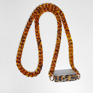 Cinturino <span class=keywords><strong>a</strong></span> <span class=keywords><strong>tracolla</strong></span> per cellulare con anelli in resina acrilica leopardata, cordino da spalla con supporto per telefono e clip per cellulare - Product Image 3