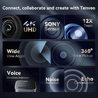 Système de microphone de conférence avec caméra vidéo PTZ 4K à zoom optique 12X et suivi IA, haut-parleur intégré, kits de microphones pour groupes et conférences