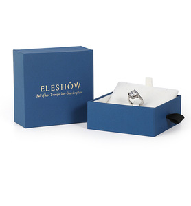 Custom Logo Sliding Drawer Jewelry Packaging <b>Box</b> Luxury Velvet Necklace Ring <b>Gift</b> <b>Box</b> Blue Cardboard Paper Jewelry <b>Box</b> - Product Image 4