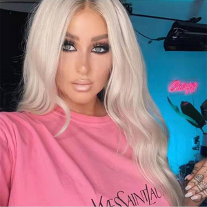 Tóc Giả Ren Toàn Bộ Nút Thắt Vô Hình #60 Tóc Vàng Bạch Kim Tóc Thật Nguyên Con Người Tóc Giả Ren Trong Suốt Bán Buôn - Product Image 5