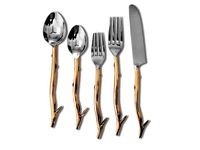 Collection Iqbal, ensemble de couverts de luxe en acier inoxydable de qualité alimentaire, 5 pièces, placage or titane, polissage miroir, couverts de mariage