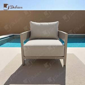 <span class=keywords><strong>Causeuse</strong></span> d'extérieur deux places de style moderne Mobilier de patio en aluminium coulé avec canapé en tissu imperméable Ensemble pour cour intérieure - Product Image 4