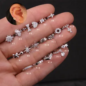 Weiß, rose gold Hoop Knorpel Huggie Ohrring Cz snake kreuz form daith snug helix industrie tragus piercing schmuck hoop