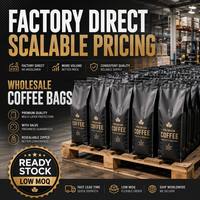 Sachet de café à soufflet latéral, en gros, pour emballage de grains de café de haute qualité avec valve et doublure en aluminium, 1kg 2lb 5lb, qualité industrielle et alimentaire