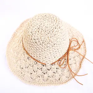 Yeni moda özel tasarım yüksek kalite bayan hasır şapka yaz plaj şapkaları