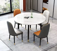 Table à manger en pierre brillante de style italien, chaise moderne simple et luxueuse, table à manger rectangulaire extensible 4 places
