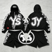 Setelan Olahraga Pria Yysy Streetwear Celana Pendek Anti Air Bahan Nylon Dua Potong Jaket Windbreaker Polyester Motif Cetak