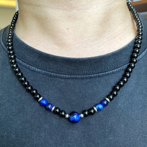 Prezzo di fabbrica collana da <span class=keywords><strong>uomo</strong></span> con <span class=keywords><strong>perline</strong></span> in pietra occhio di tigre ultimo Design collana con fibbia OT in acciaio inossidabile con <span class=keywords><strong>perline</strong></span> da 6mm - Product Image 2
