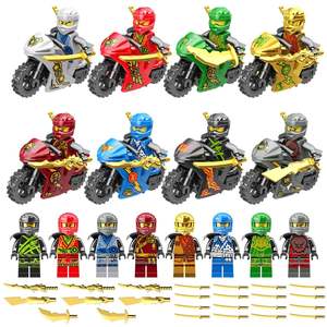 Set di Blocchi <span class=keywords><strong>da</strong></span> Costruzione Stile Ninja Go, 8 Pezzi, Mini <span class=keywords><strong>Action</strong></span> <span class=keywords><strong>Figure</strong></span> con Moto, Giocattolo <span class=keywords><strong>da</strong></span> Collezione in Plastica per Bambini - Product Image 1
