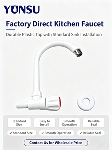 Robinet de cuisine en plastique blanc à montage sur plan, avec cartouche en céramique, style minimaliste, facile à installer pour usage domestique - Product Image 2