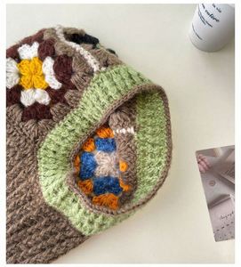 Wholesale Ladies Knitted Flower Crochet <b>Hat</b> <b>Winter</b> <b>Hat</b> Handmade Floral Crochet Balaclava Hoodie for Women - Product Image 4